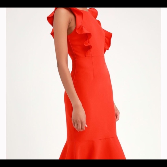 Lulu’s red/orange midi dress size XS NWT - Picture 2 of 10